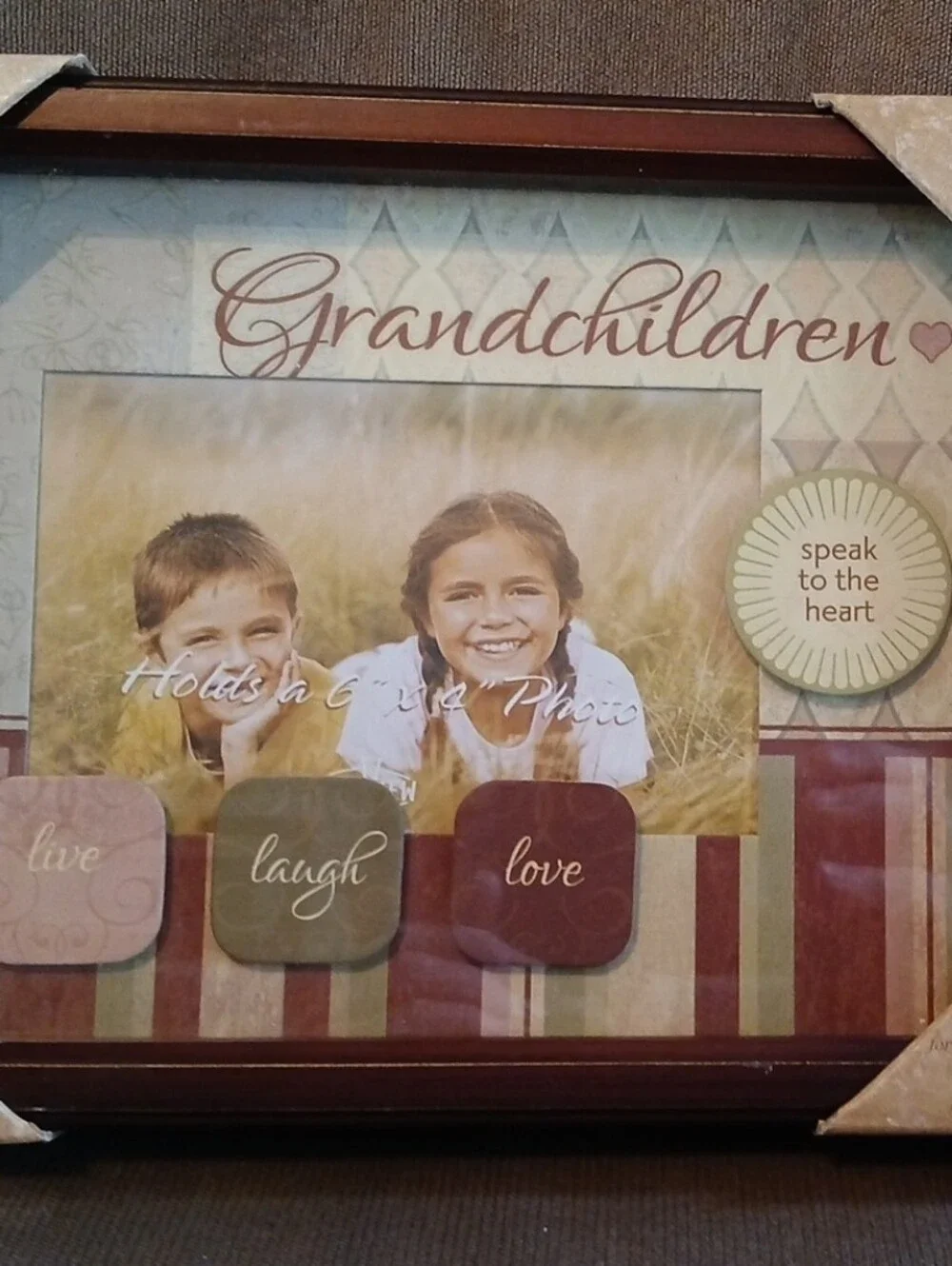 Grandchildren Photo Frame in Brown - Live Laugh Love Design